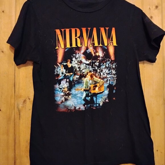 Men's Black Small Nirvana Band Concert T-Shirt - Picture 2 of 4